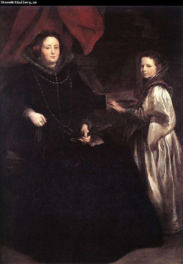 DYCK, Sir Anthony Van Portrait of Porzia Imperiale and Her Daughter fg